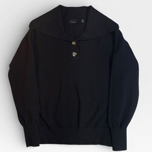 Cyrus Women’s Milan Black Knit Quarter Collar Button Rayon Sweater SMALL